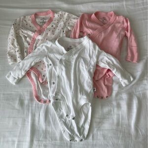 HonestBaby three pack long sleeve onesie & footed pants